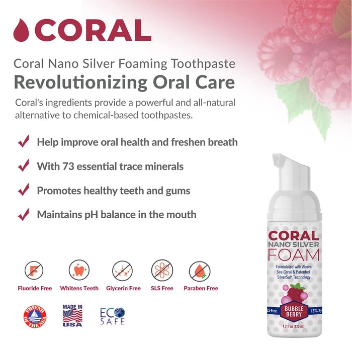Foaming action shot of Coral Nano Silver toothpaste