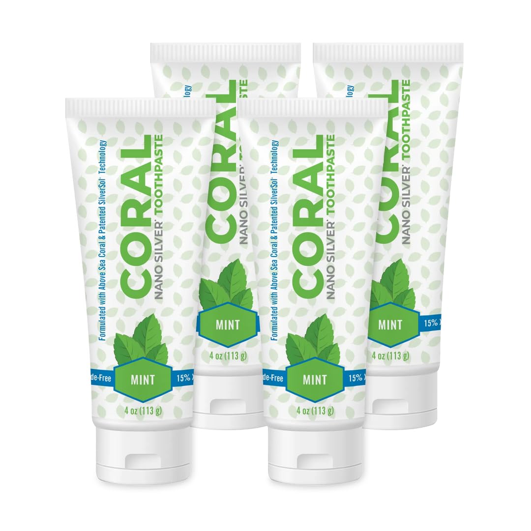 Hero image: Coral White Nano Silver Mint Toothpaste 4 oz (4 pack)