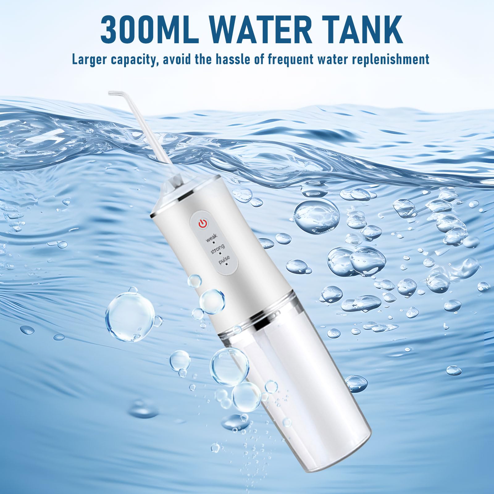 Close-up of water jet tip on flosser