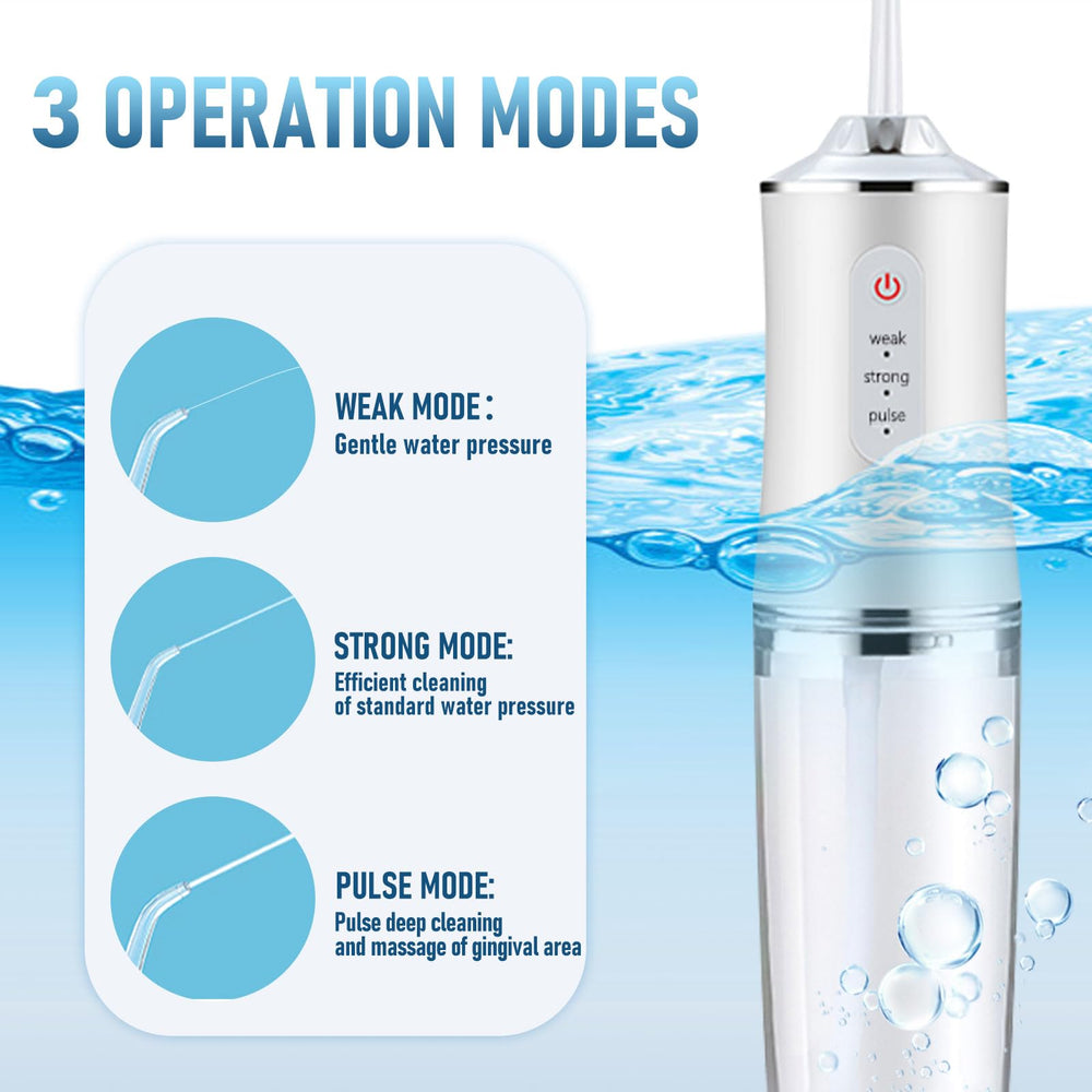 Four interchangeable tips: standard, tongue cleaner, orthodontic, periodontal