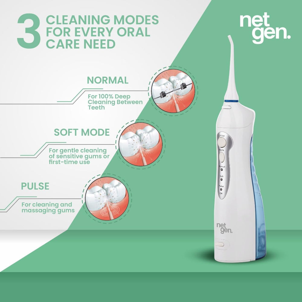Portable cordless water flosser in travel case