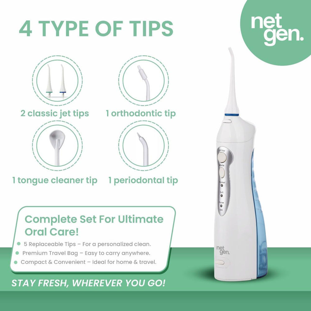 Two-way fill water tank on cordless flosser