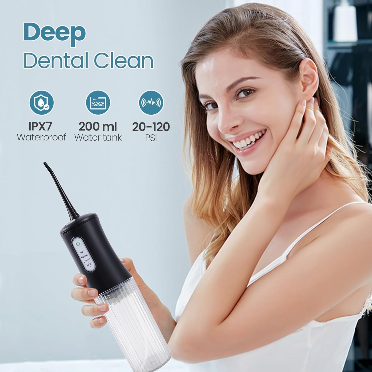 8 interchangeable 360-degree nozzles for thorough cleaning