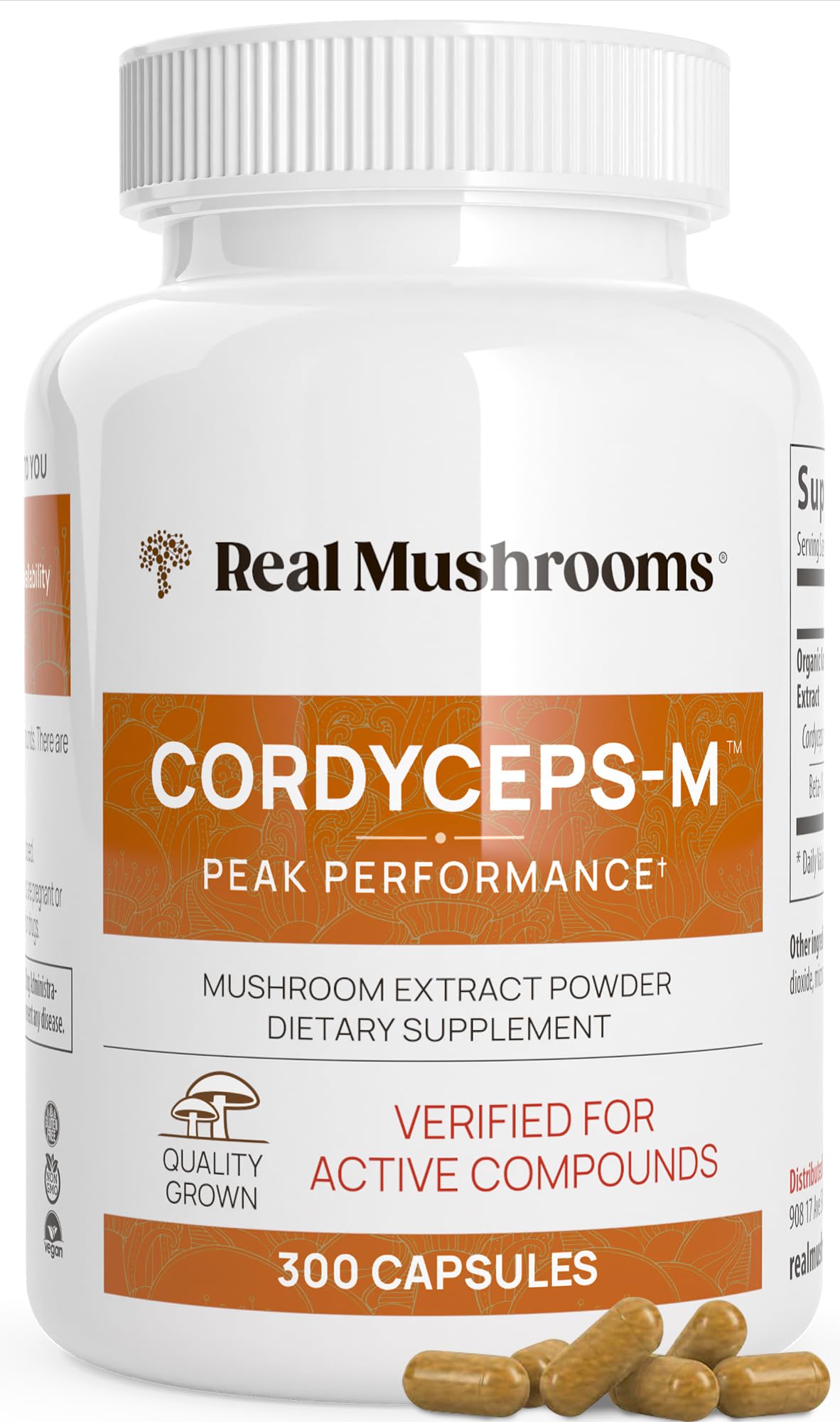 Bottle of Real Mushrooms Cordyceps Capsules