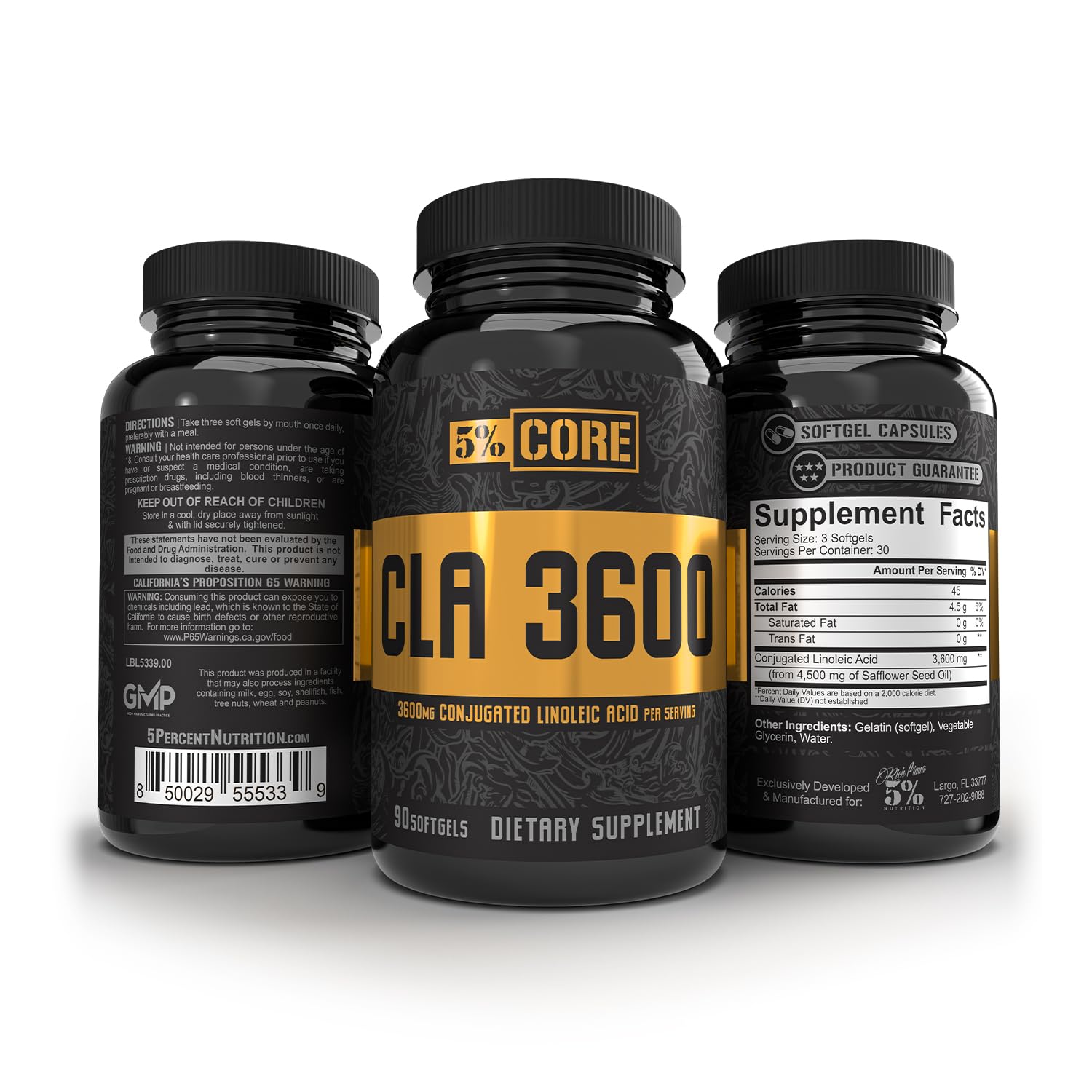 5% Nutrition Core CLA bottle - back label