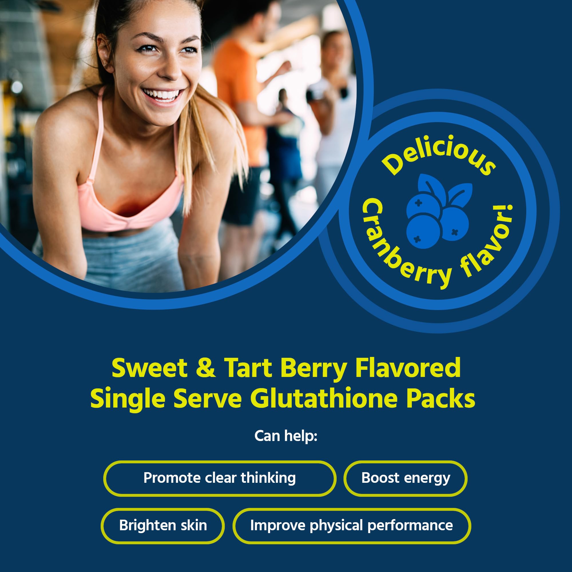 Sweet and Tart Berry glutathione sachets in 30-pack package close-up