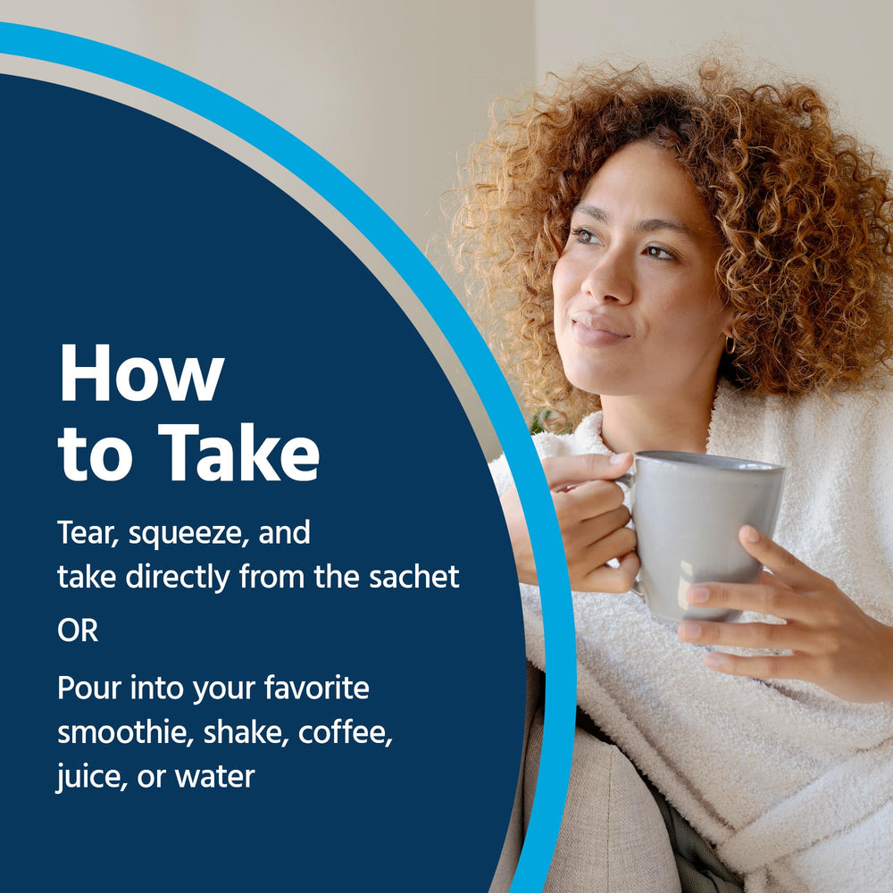 Glutathione sachets prepared to be added to a beverage