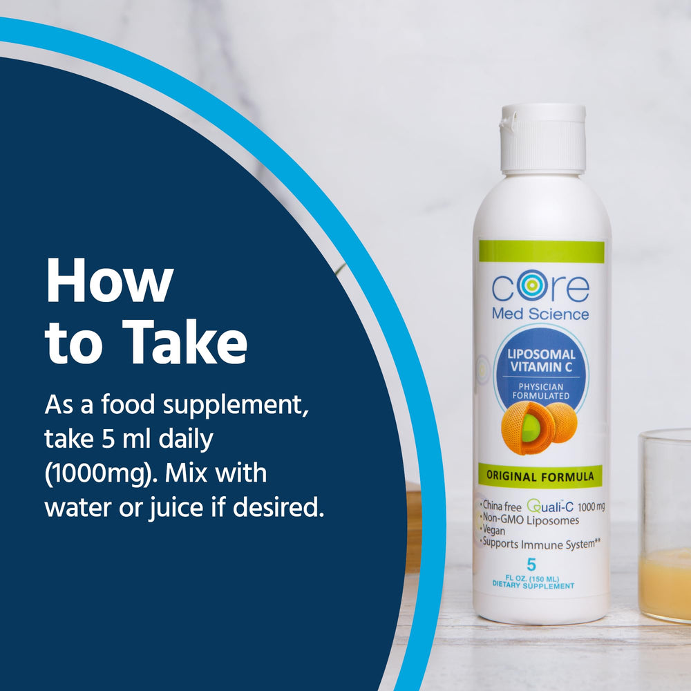 Dosing information for Core Med Science Liposomal Vitamin C liquid