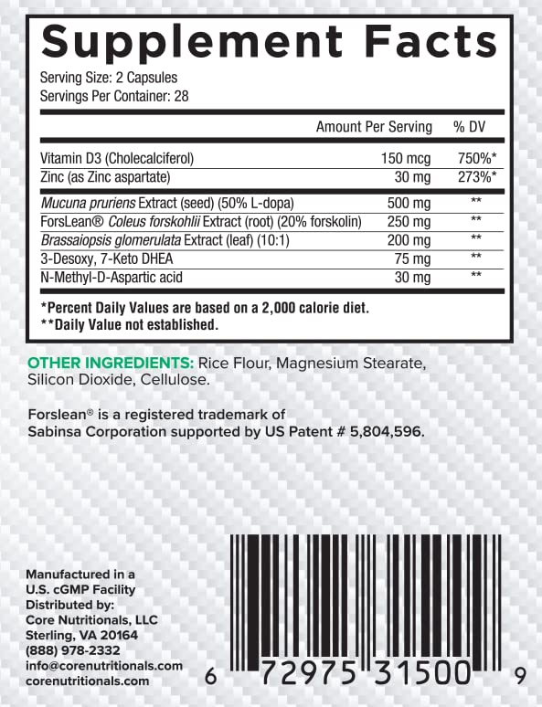 Core Nutritionals Alpha label shot — transparent, non-proprietary blend details for informed use.