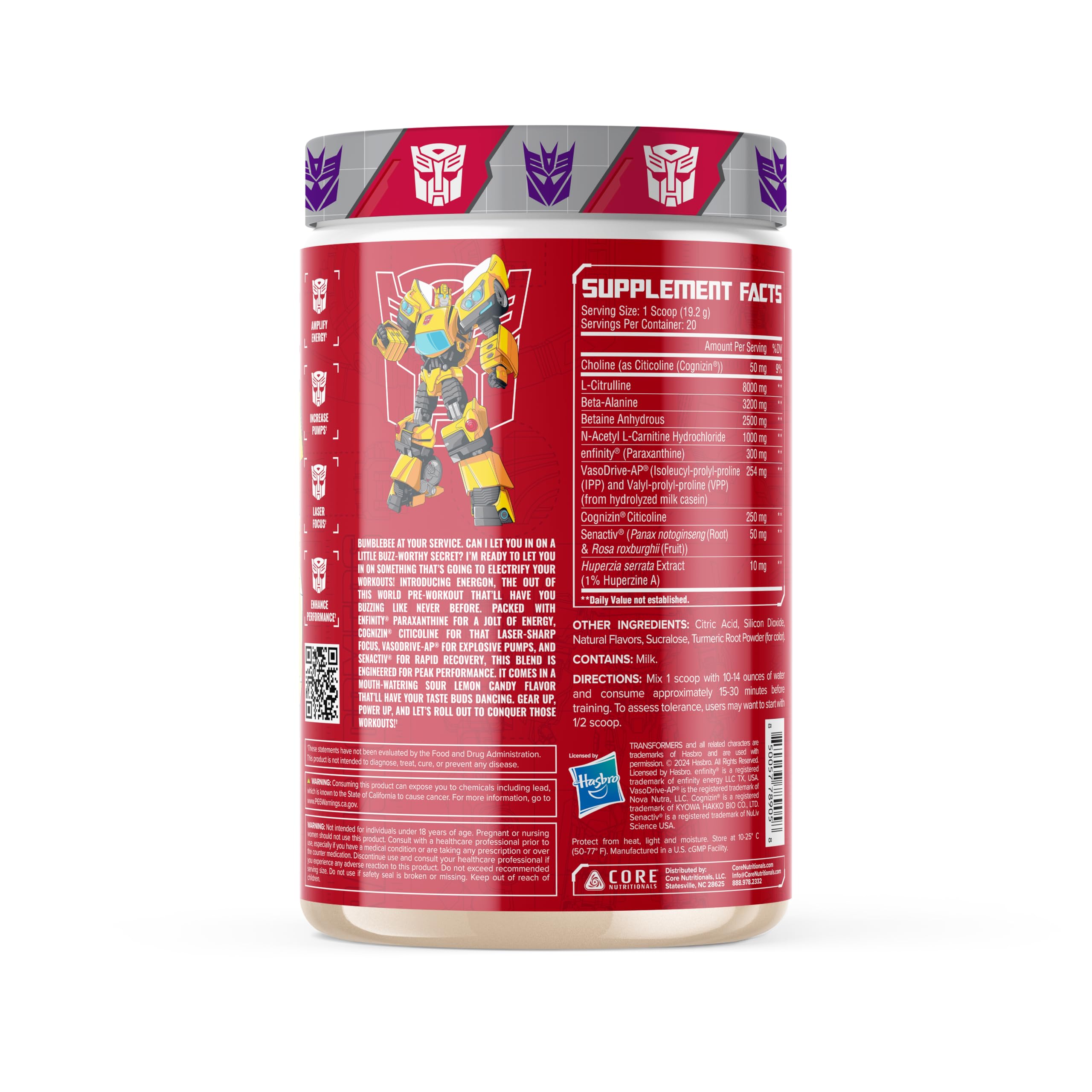 Energon Pre serving scoop ready for precise dosing before workouts.