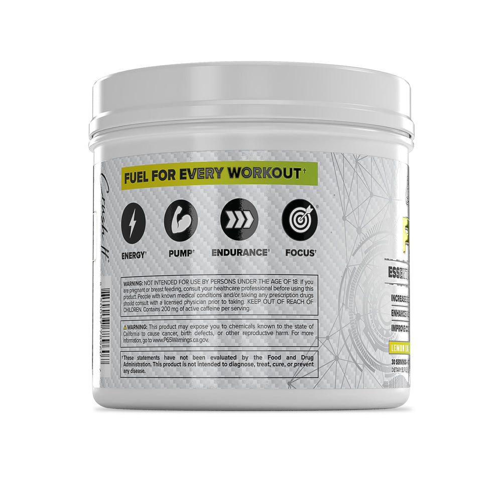 Close-up of L-Citrulline, Beta-Alanine and caffeine ingredients in Core PRE