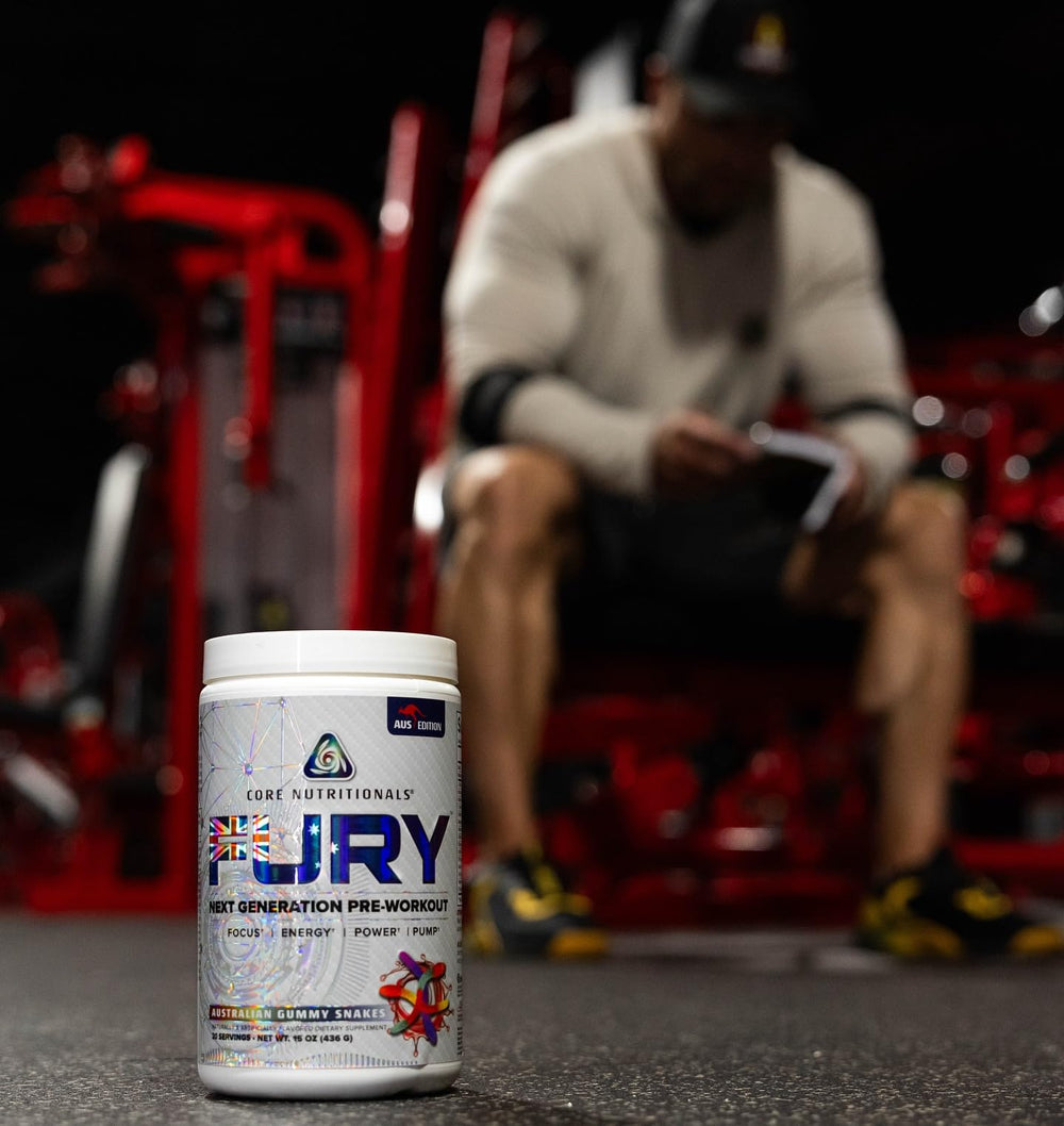 Core Nutritionals Fury Platinum ingredients icons highlight citicoline and creatine.