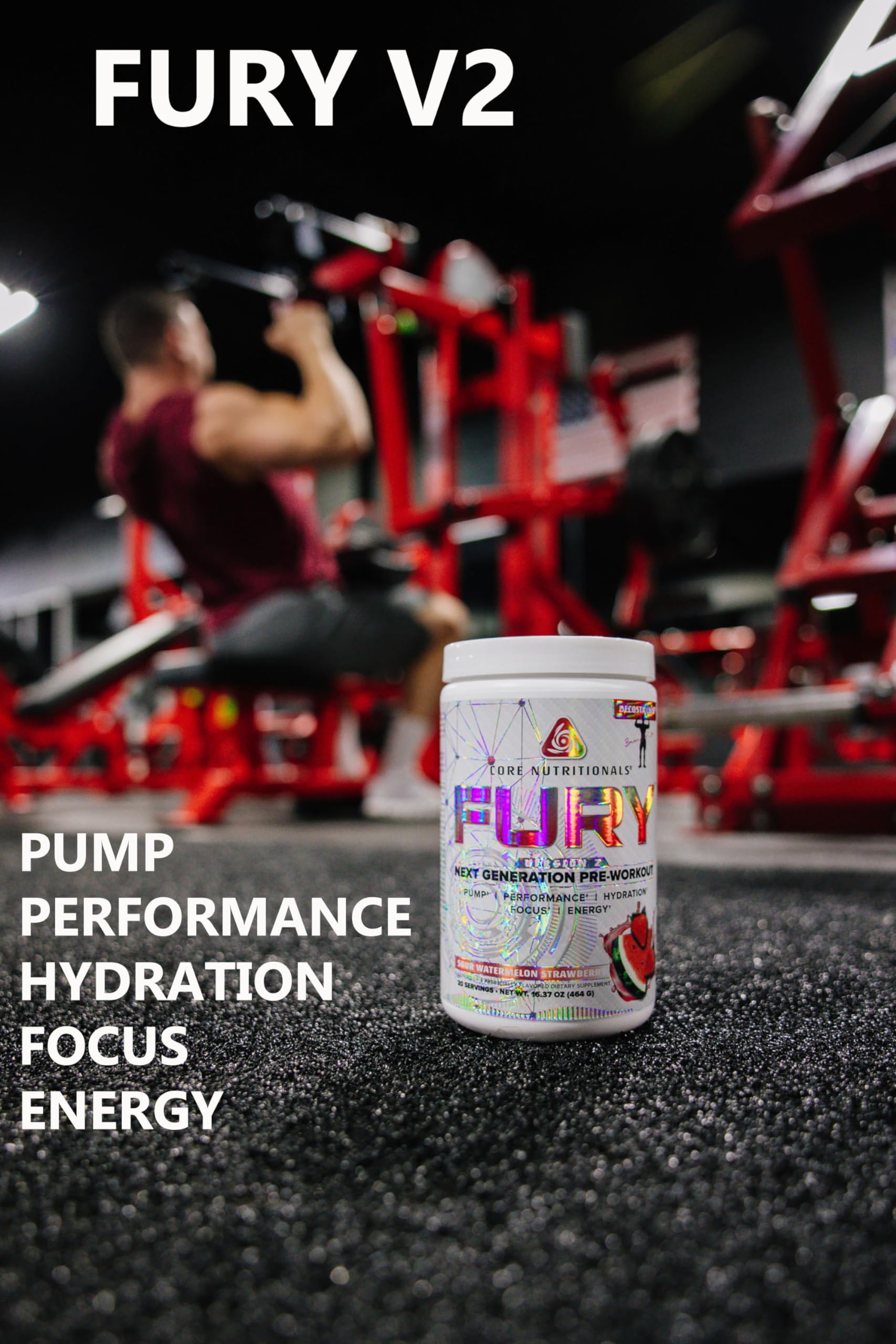 Core Nutritionals Fury V2 zum-xr-caffeine-boost highlights clean energy for workouts.