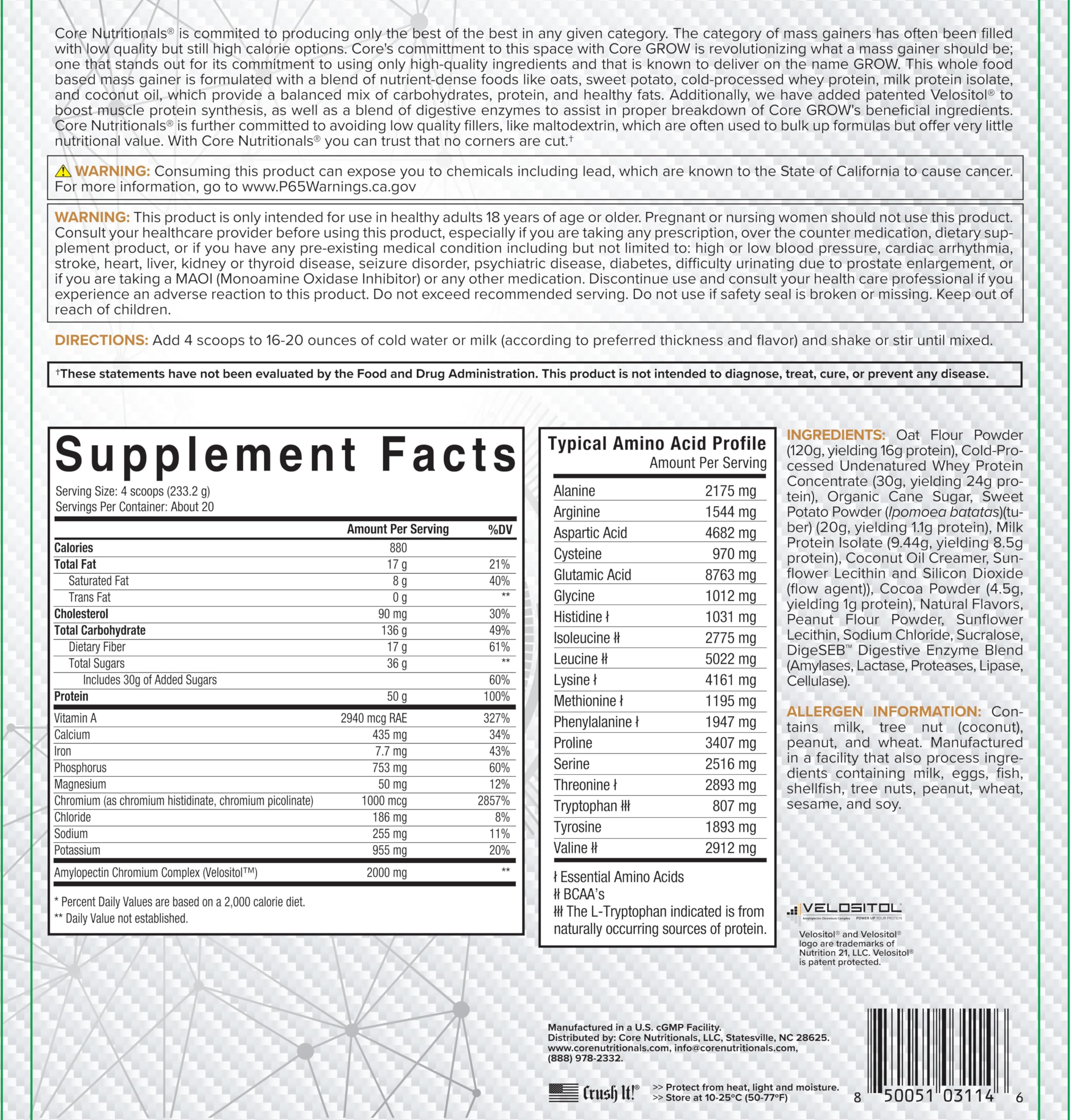 Close-up of Grow Mass Gainer powder texture