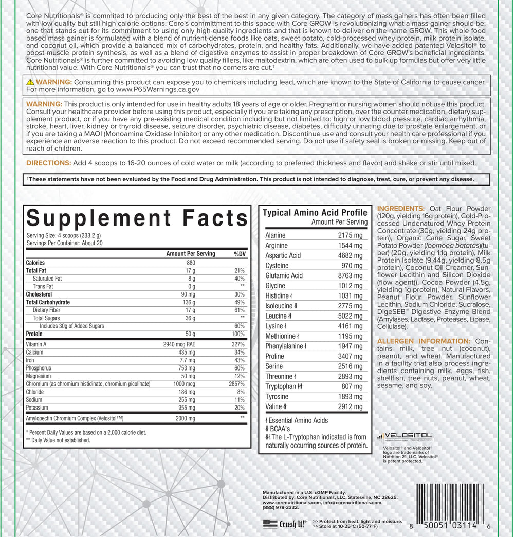 Close-up of Grow Mass Gainer powder texture