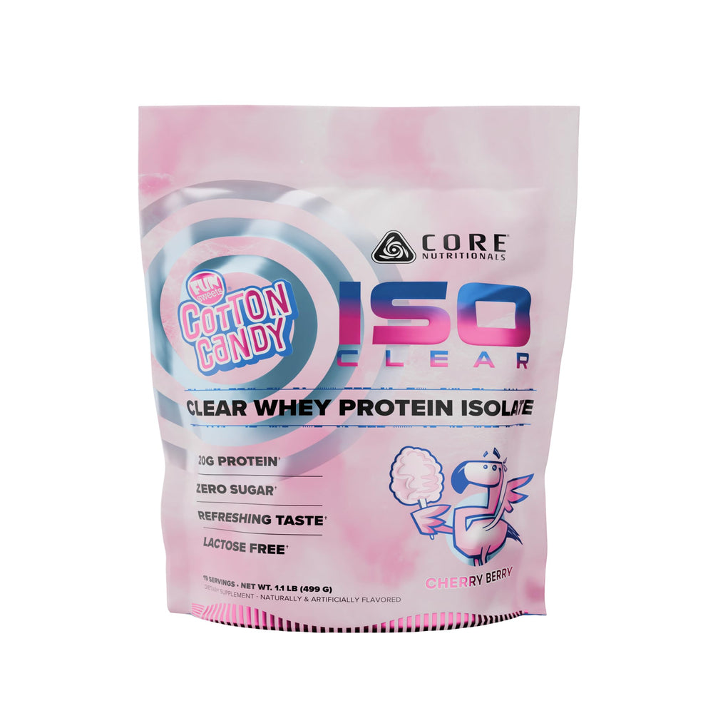 Core Nutritionals Iso Clear Whey Protein Isolate Fun Sweets Cherry Berry front view