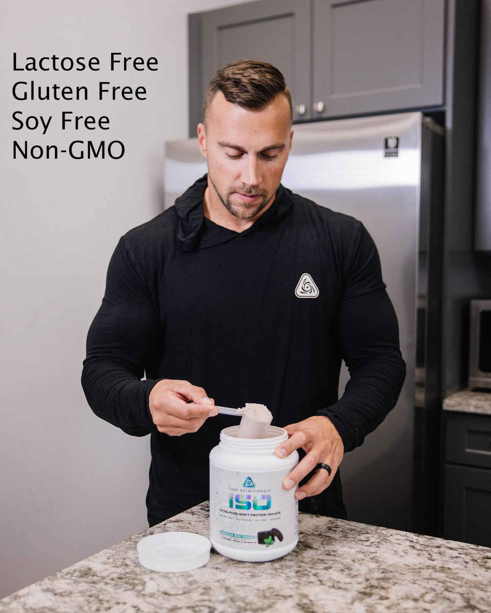 Core Nutritionals Iso Whey natural flavors illustration emphasizes clean ingredients and great taste