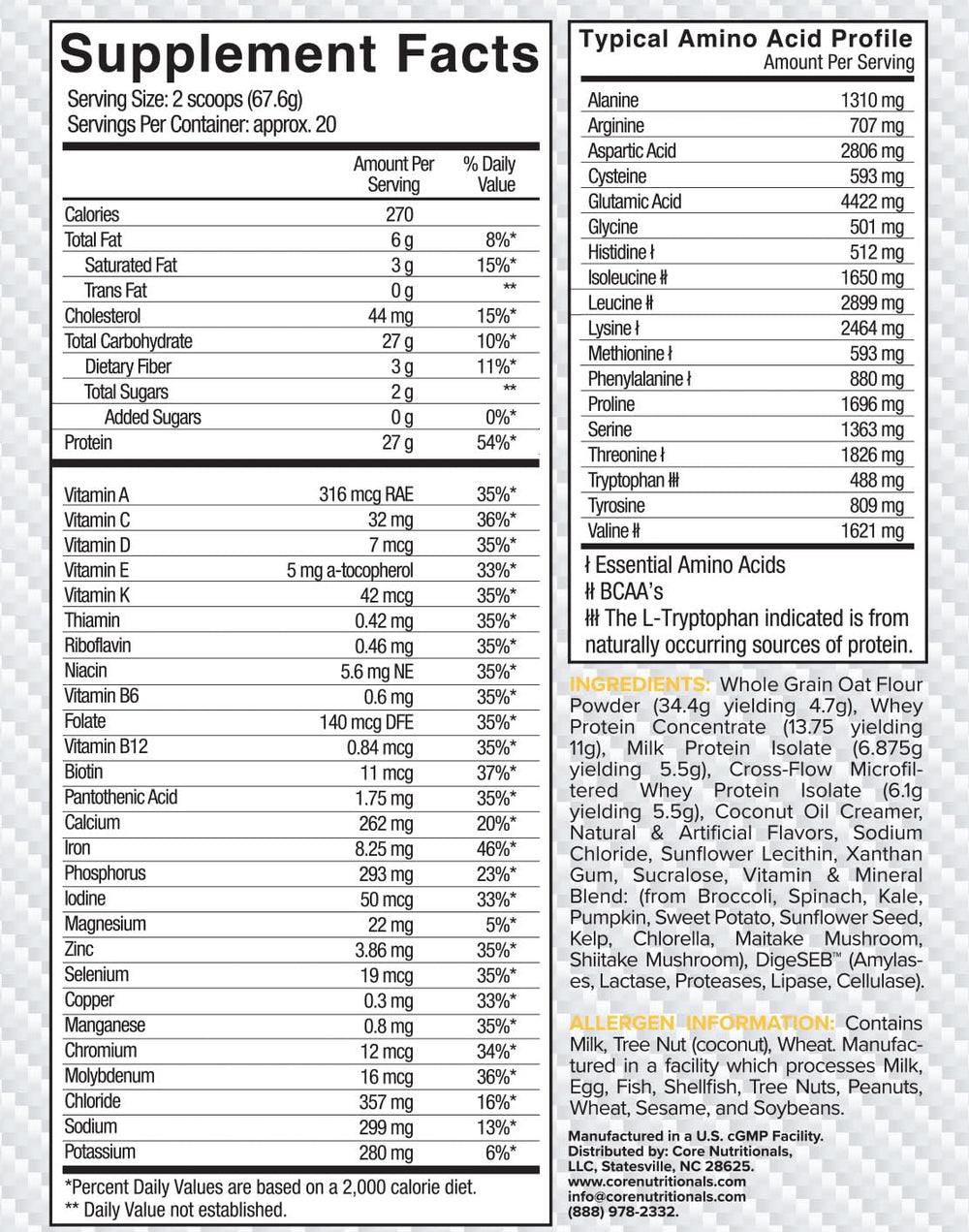 Core Nutritionals MRP Banana Nut Bread ingredients image illustrates whole-food nutrients added for daily nourishment