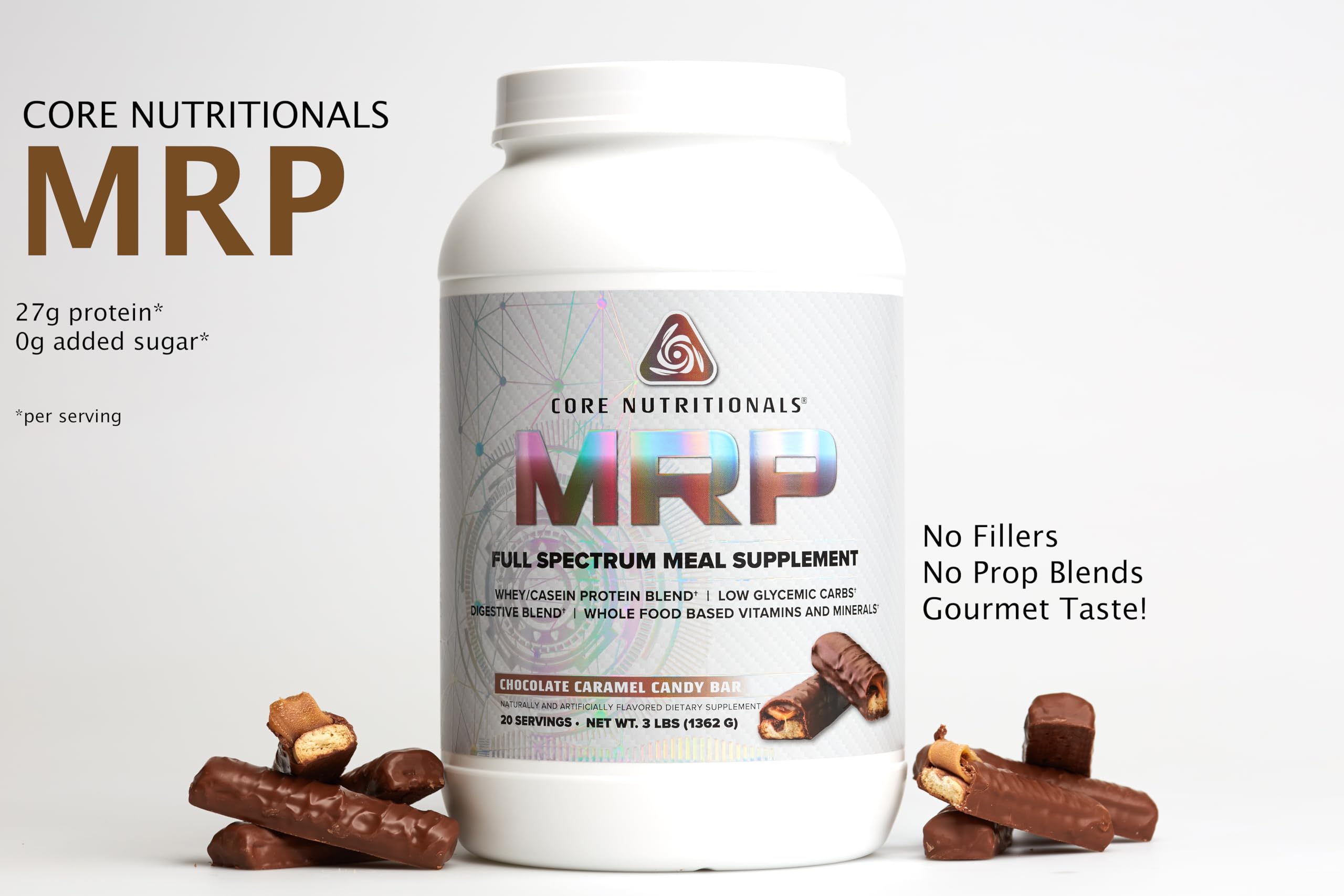 Core Nutritionals MRP oat-based carb source poured into a glass for steady energy.