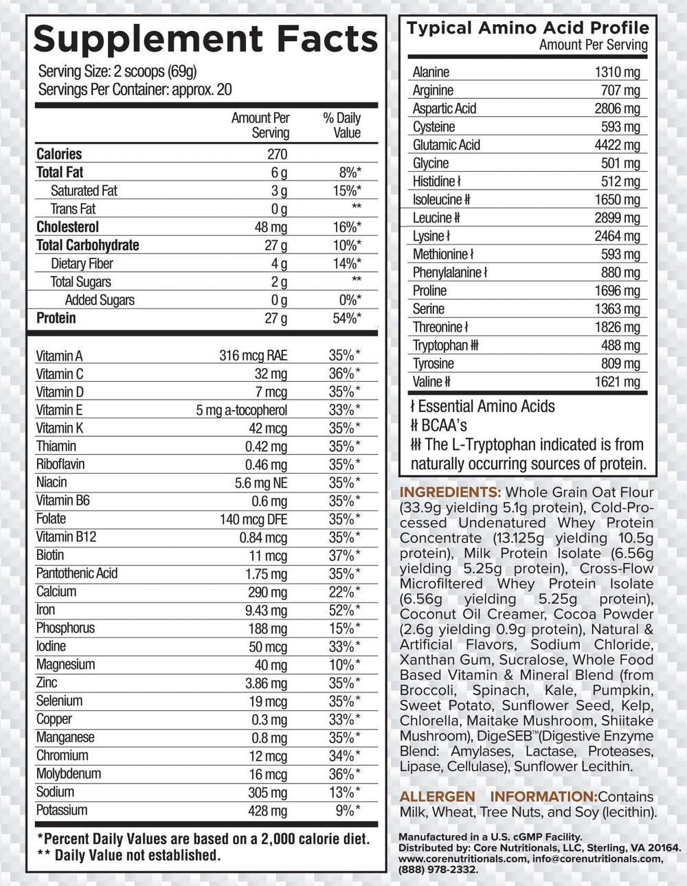 Core Nutritionals MRP whey protein blend closeup shows high-quality protein.