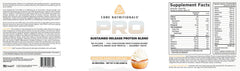 Serving scoop of Core Nutritionals Pro Sustained Release Protein Blend in Frosted Vanilla Cupcake flavor