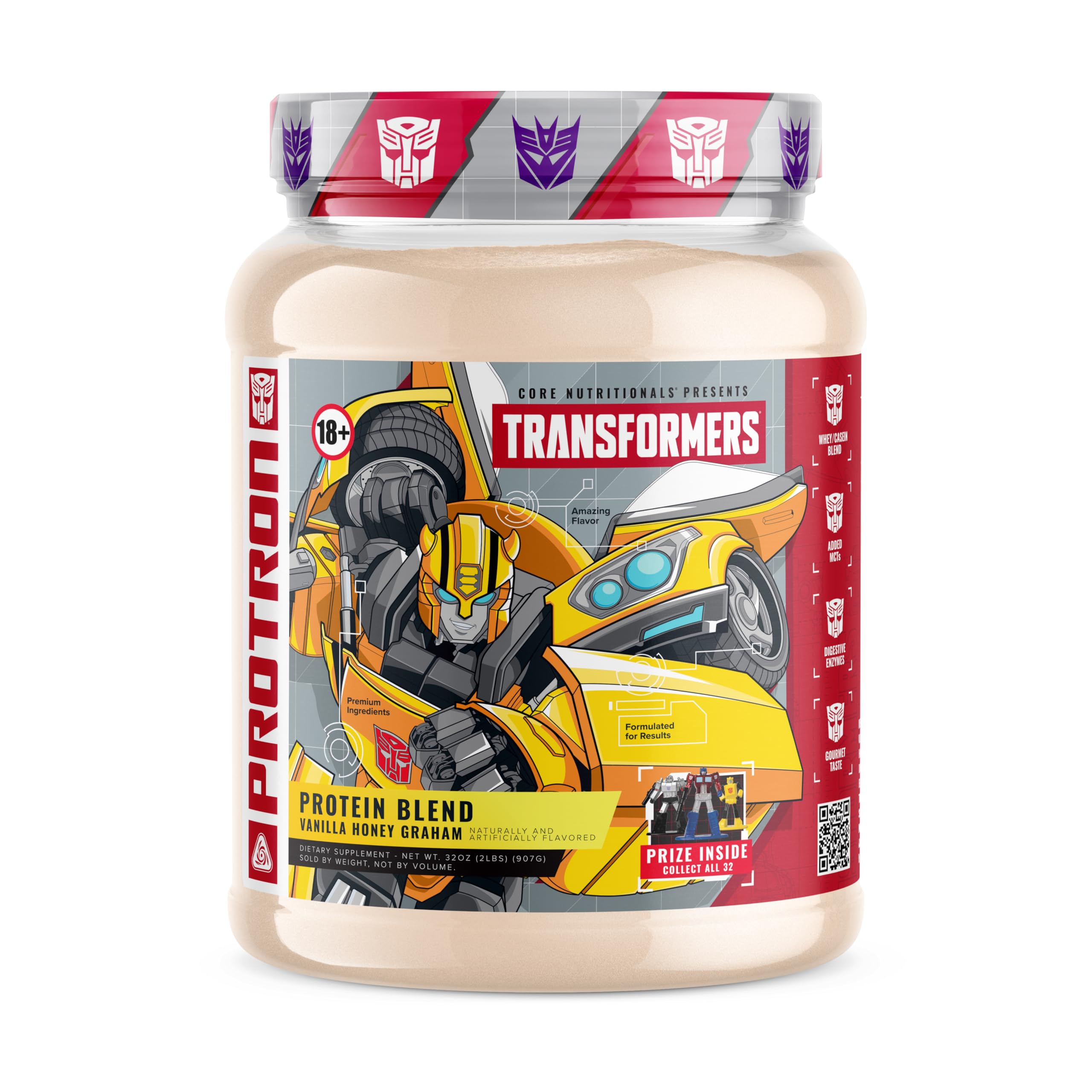 Core Nutritionals PROTRON label close-up highlights complete amino acid profile for balanced fueling.