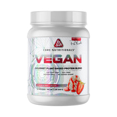 Core Nutritionals Vegan Gourmet Plant-Based Protein Blend Strawberry Cream 2 lb label