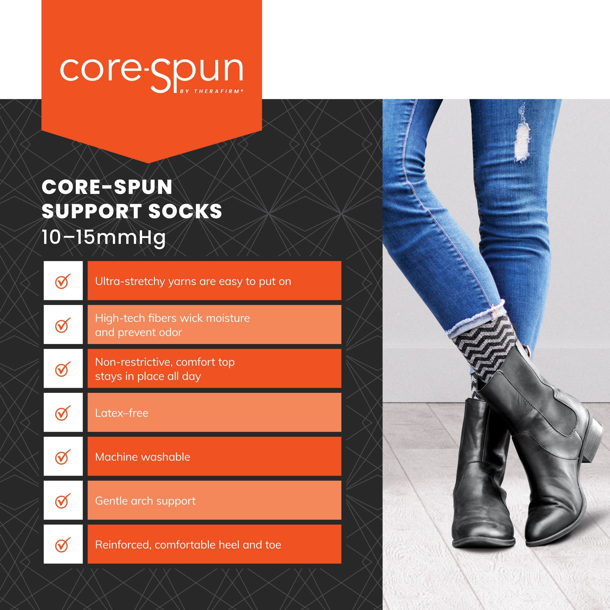 Model wearing khaki knee-high compression socks, 2X-Large Regular
