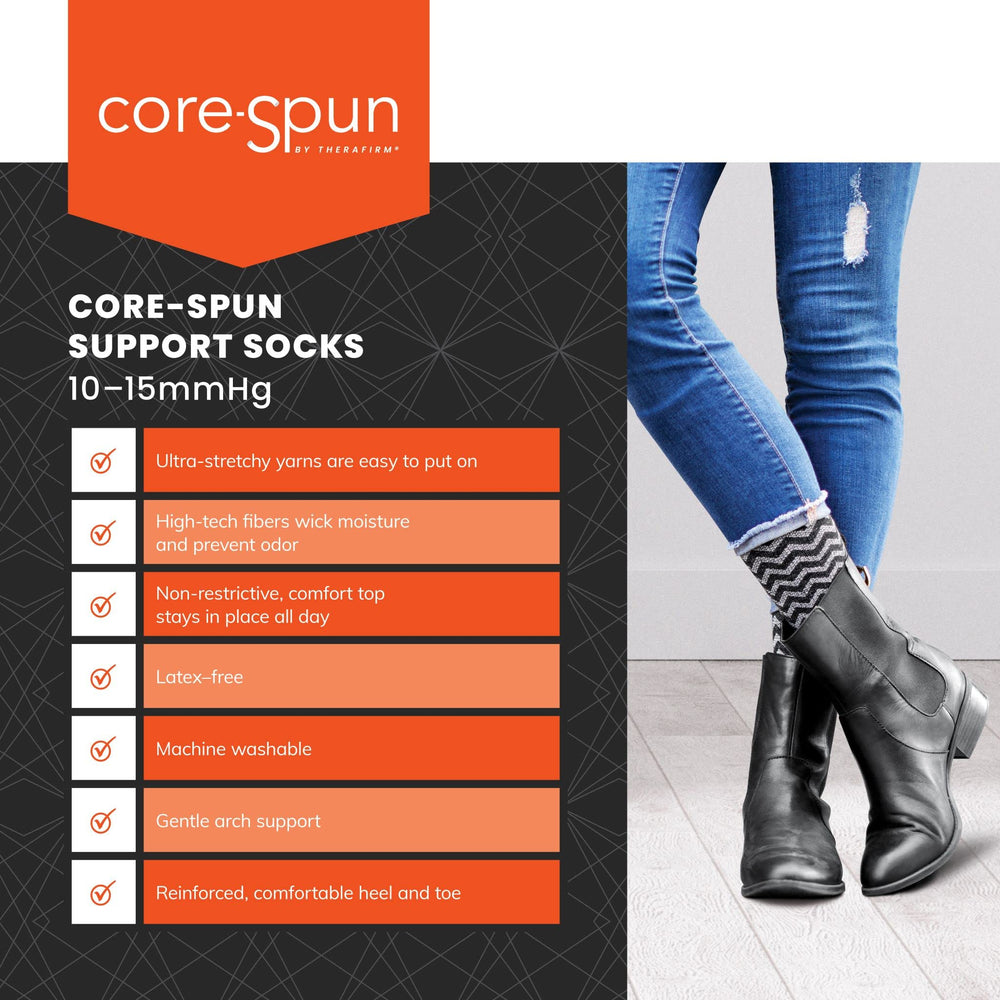 Model wearing khaki knee-high compression socks, 2X-Large Regular