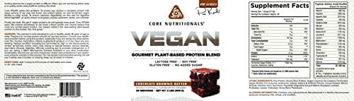 Nutrition label showing allergen-free claims on Core VEGAN packaging