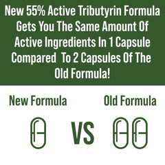 CoreBiome Tributyrin capsules in a bottle on white background