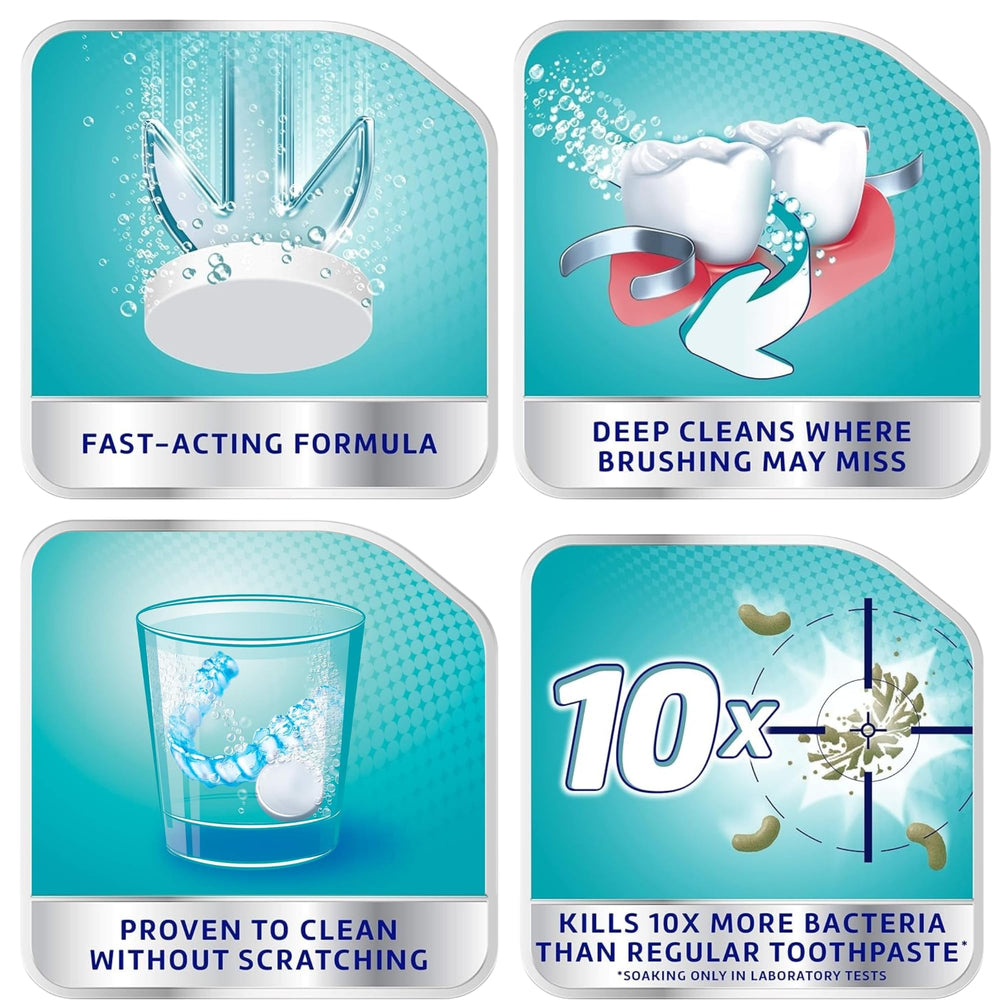 Dentures clean and white after Corega cleansing