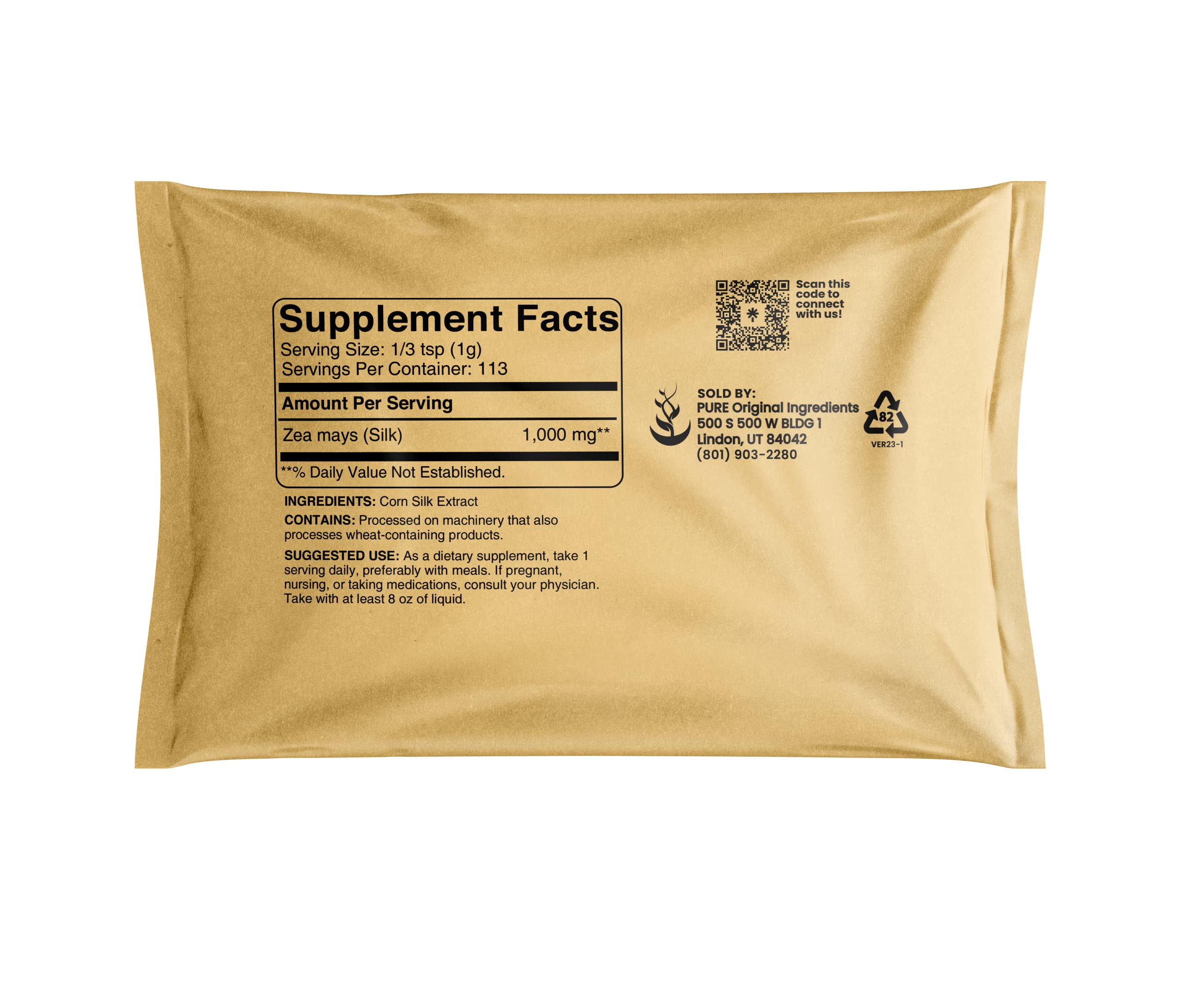 Corn Silk Extract powder bottle with 4 oz packaging