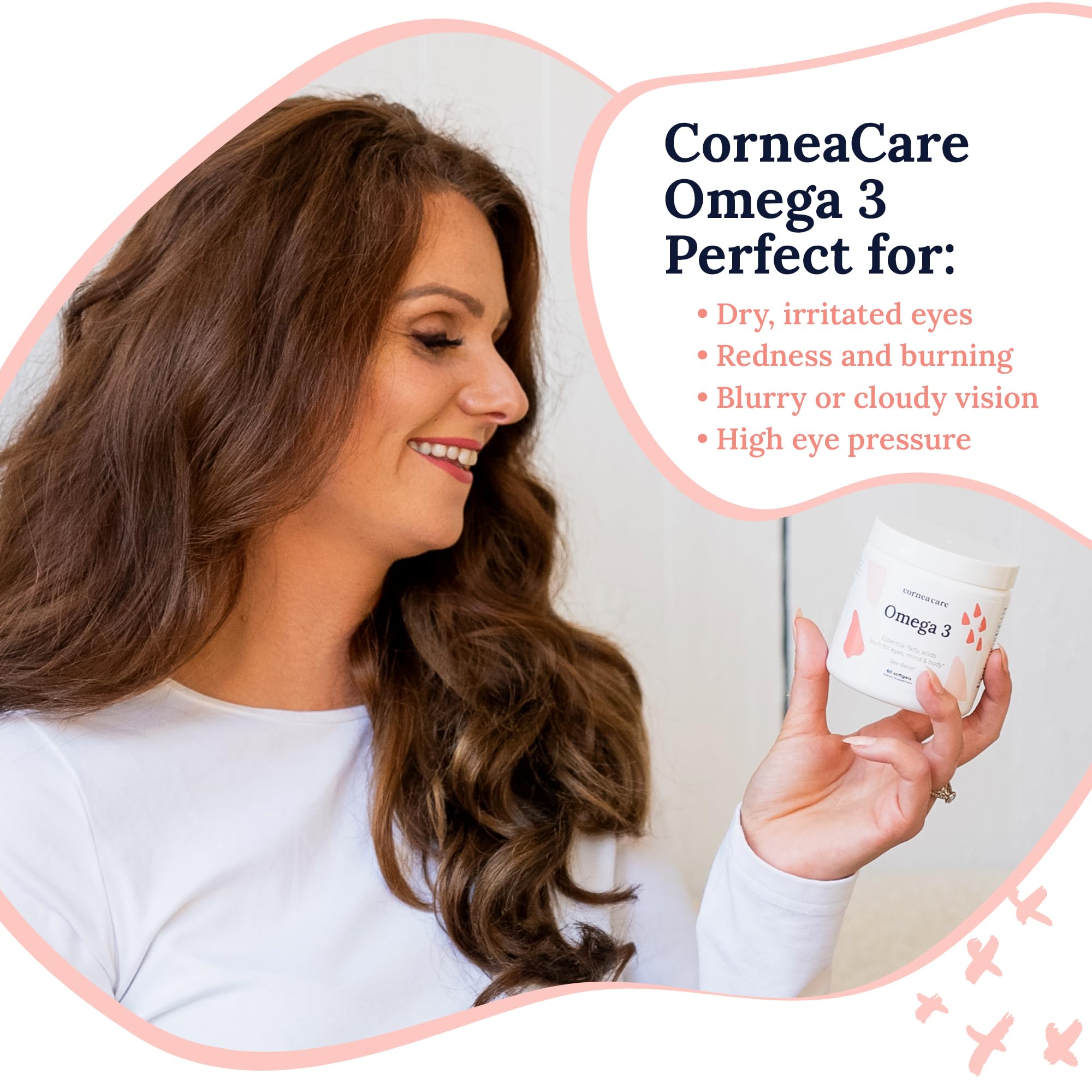 Close-up of CorneaCare Omega 3 softgels