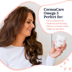 Close-up of CorneaCare Omega 3 softgels