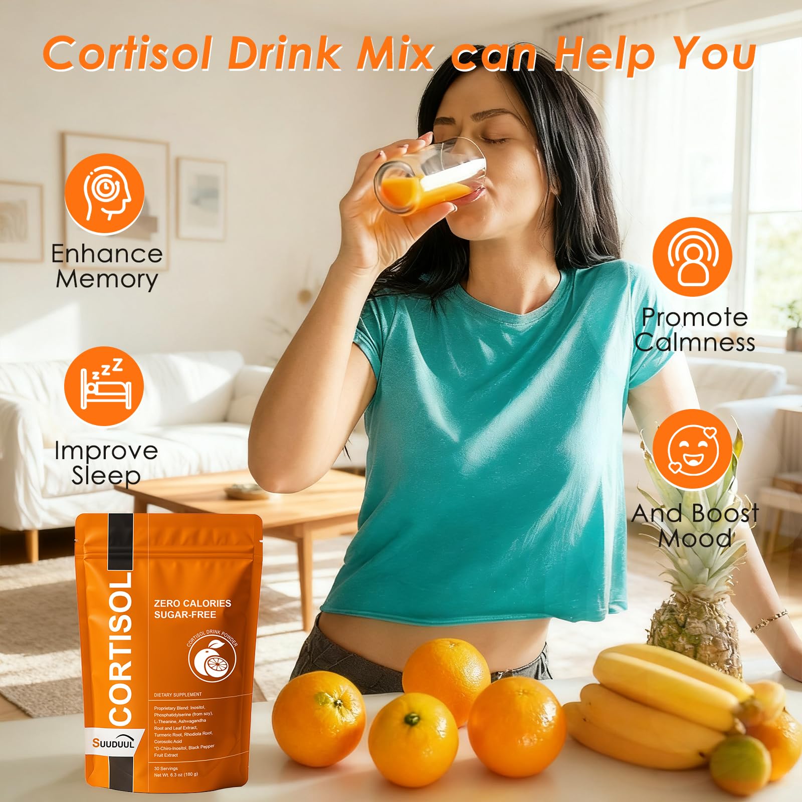 L-Theanine for calm concentration with Cortisol Drink Mix