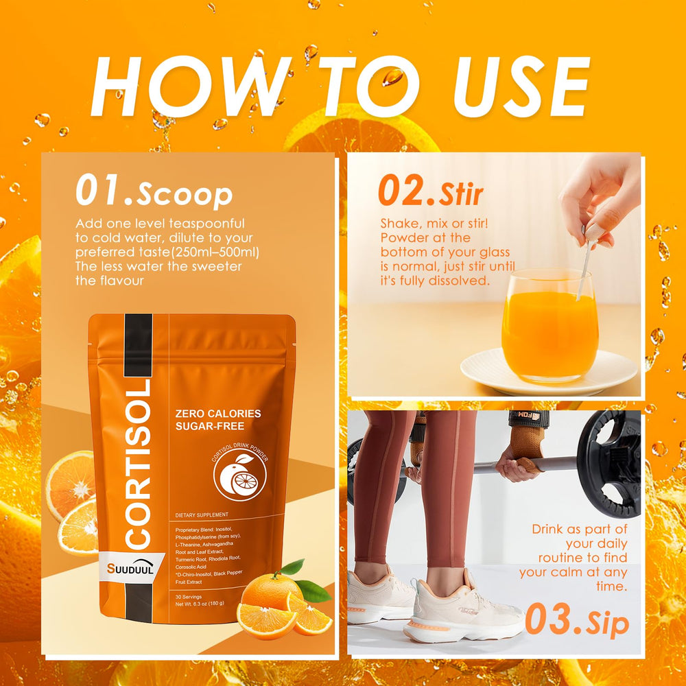 Vegan, Non-GMO Cortisol Drink Mix packaging