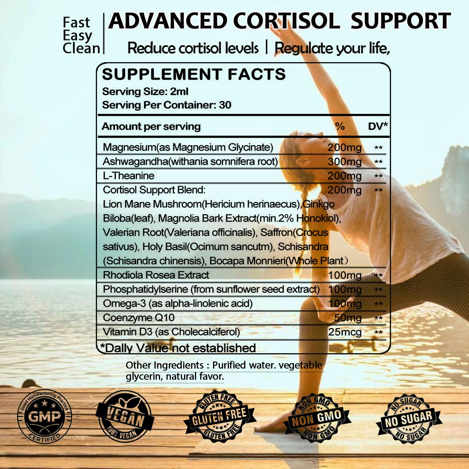 2 ml cortisol liquid dropper with water