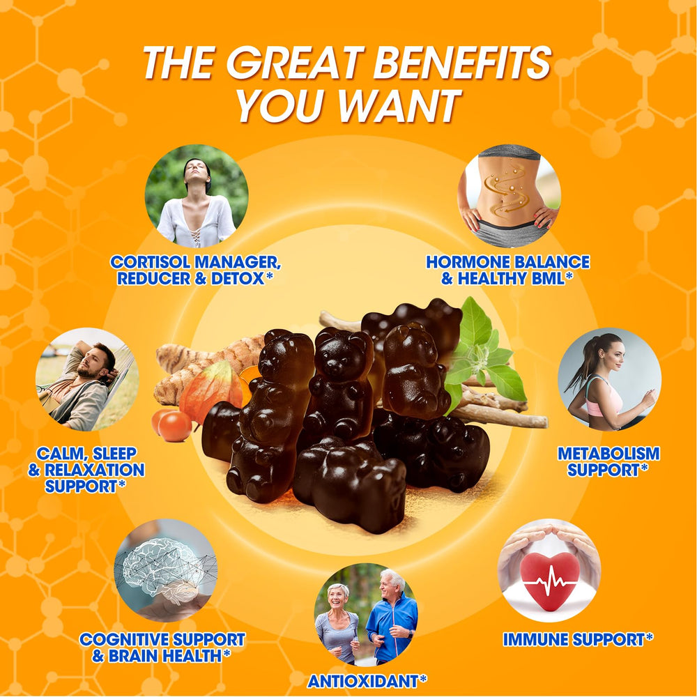 Back view of the cortisol gummies bottle label highlighting 60 gummies