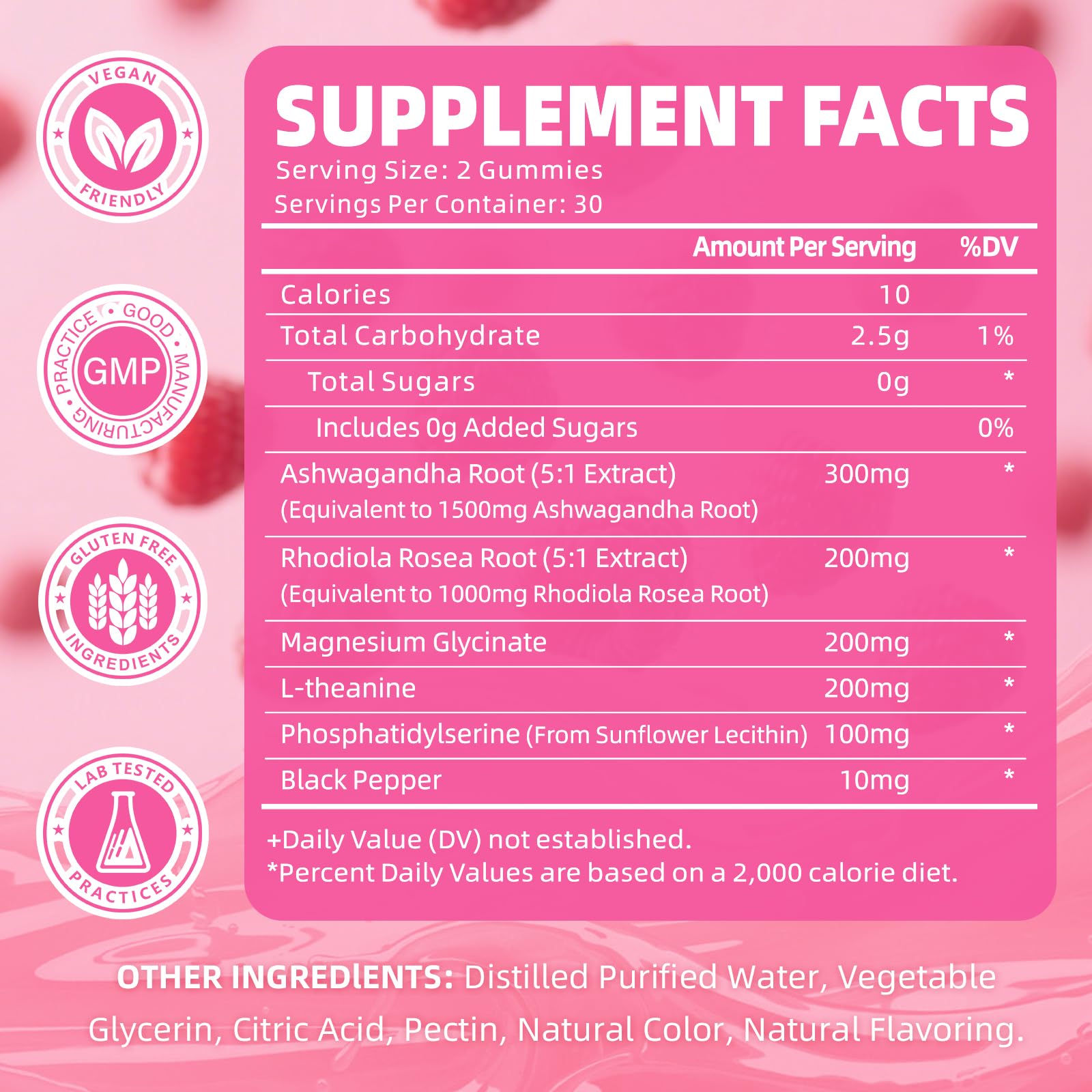 Cortisol gummies with Ashwagandha and Rhodiola ingredients