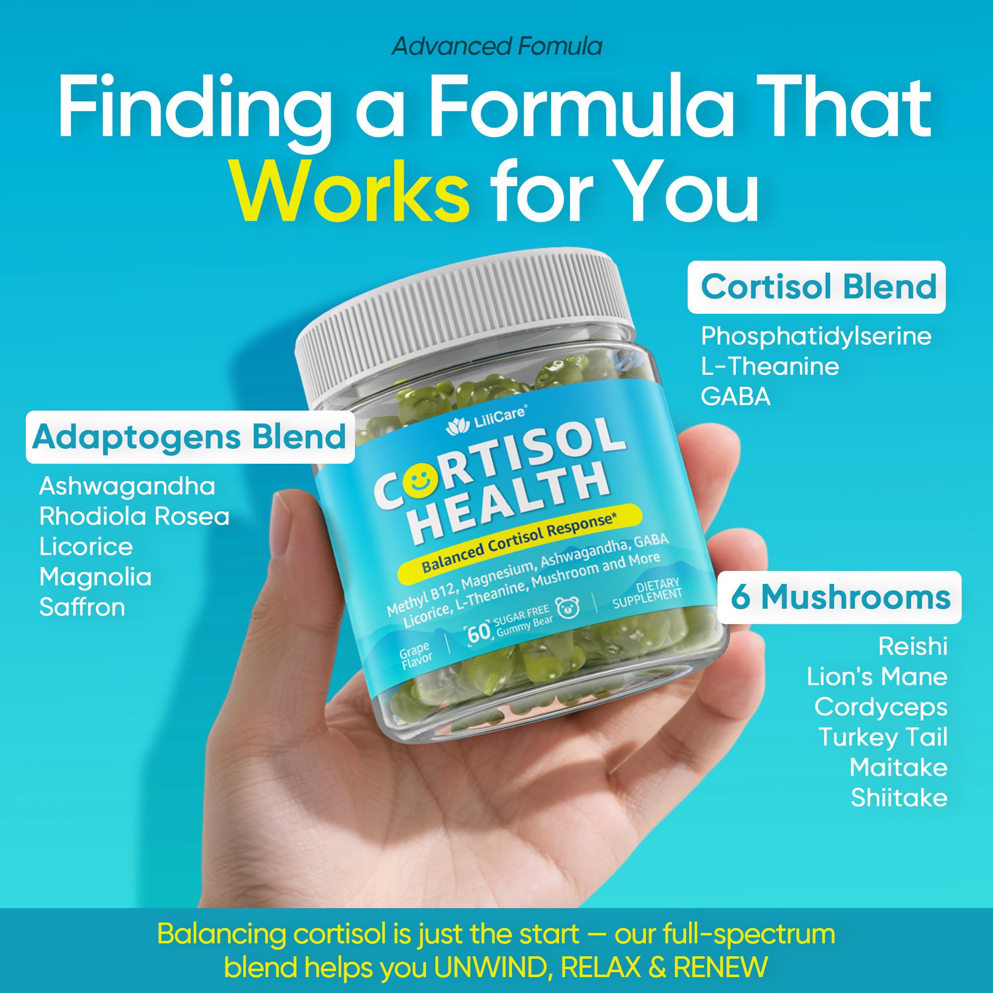 Two-pack cortisol gummies packaging display