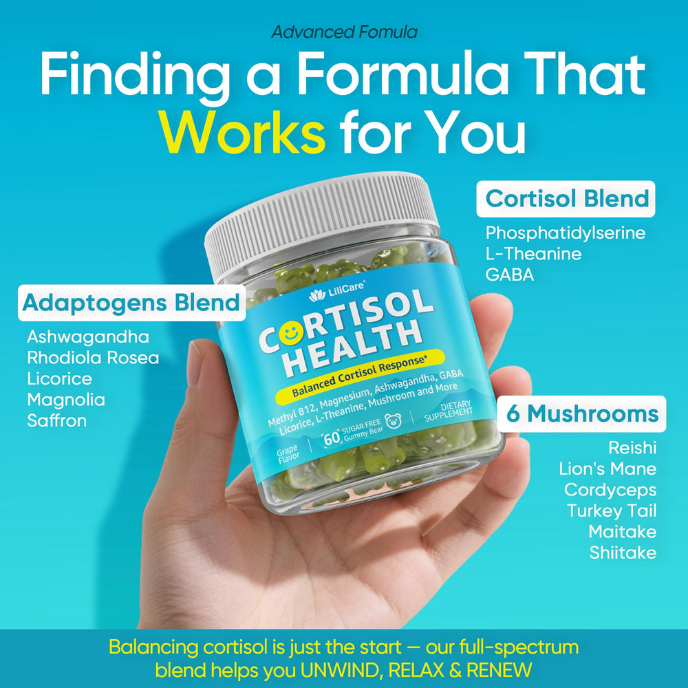 Two-pack cortisol gummies packaging display