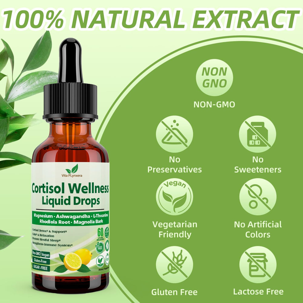 Close-up of Cortisol Liquid Drops label on the bottle