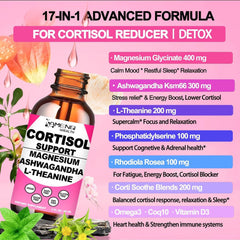 Bottle label for Cortisol Liquid Drops Raspberry flavor