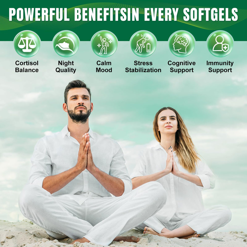 Back view of Cortisol Manager 10-in-1 Softgels bottle with label