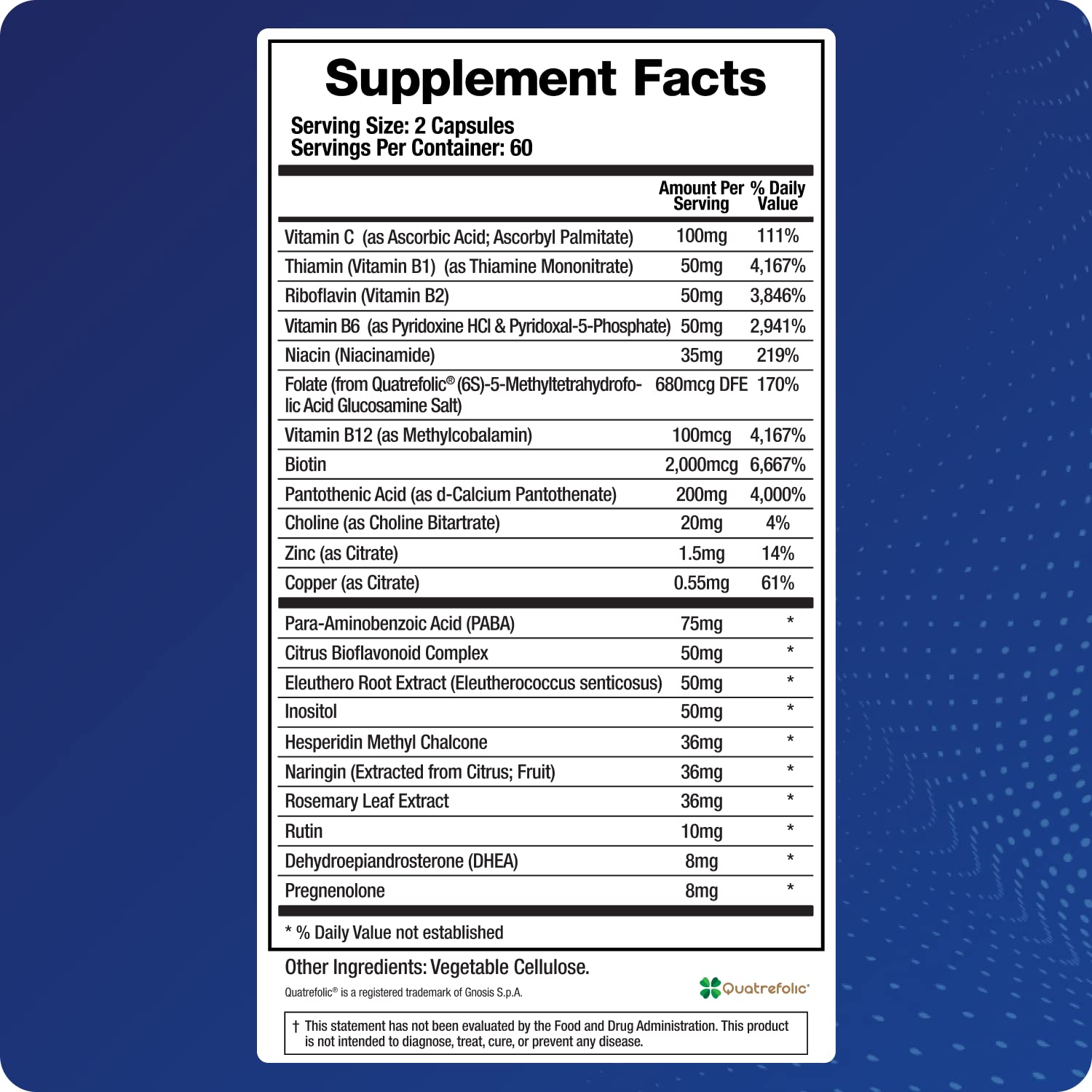Cortisol manager product highlighting B vitamins and 5-MTHF