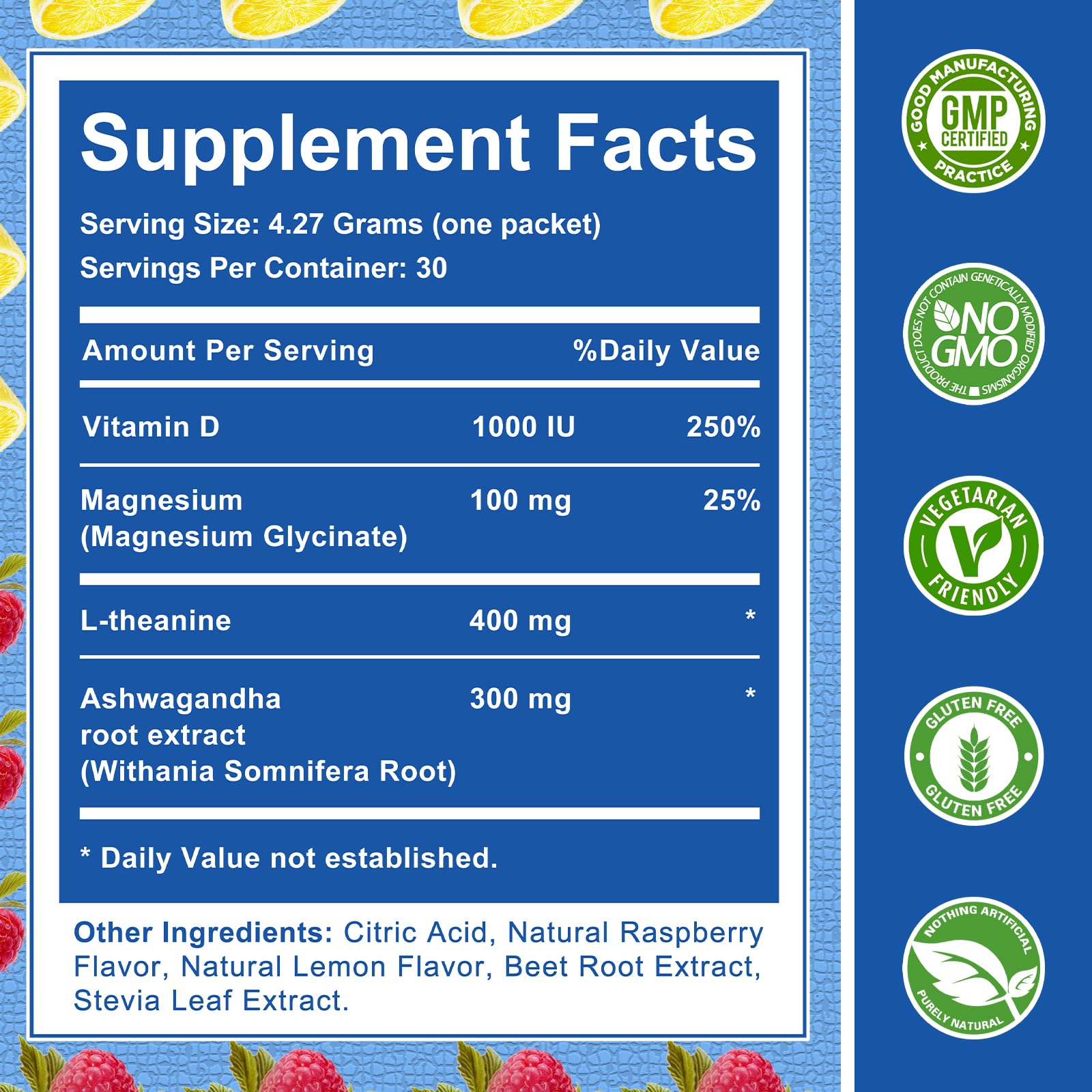 Ingredients highlight magnesium glycinate, L-Theanine, ashwagandha and vitamin D3