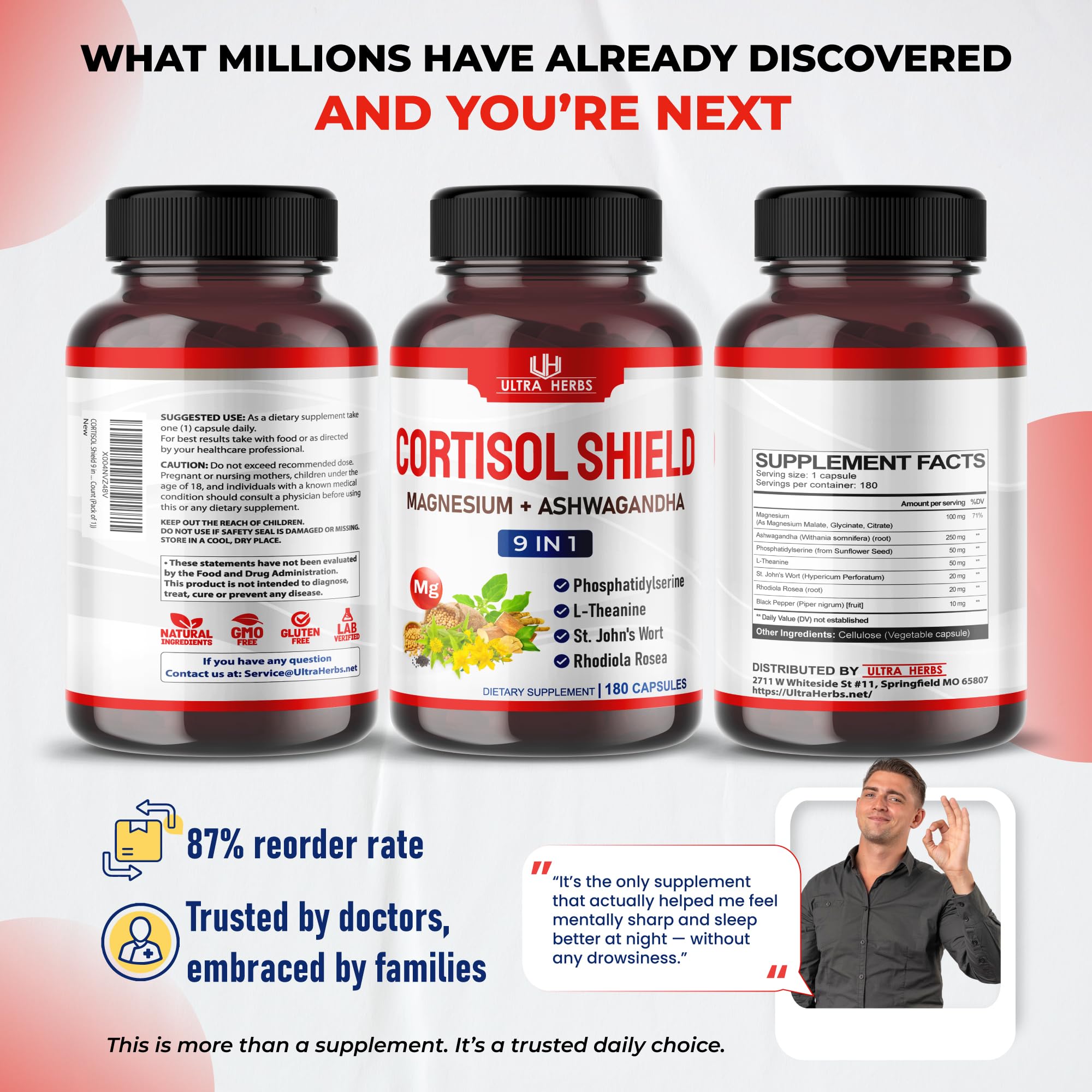Hero image of CORTISOL Shield 9-in-1 bottle and label