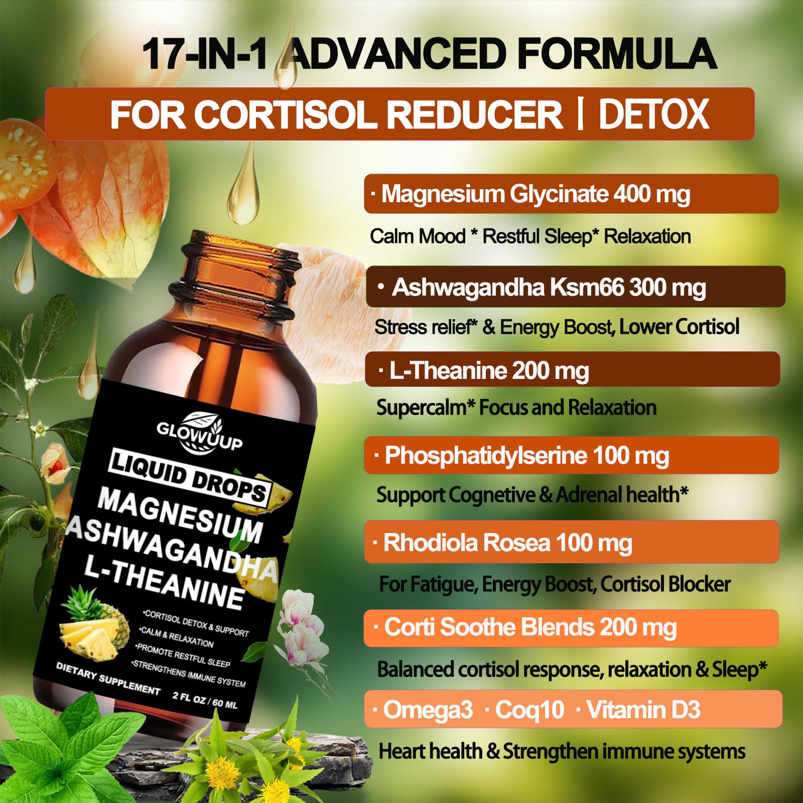 Ashwagandha and L-Theanine in cortisol support formula