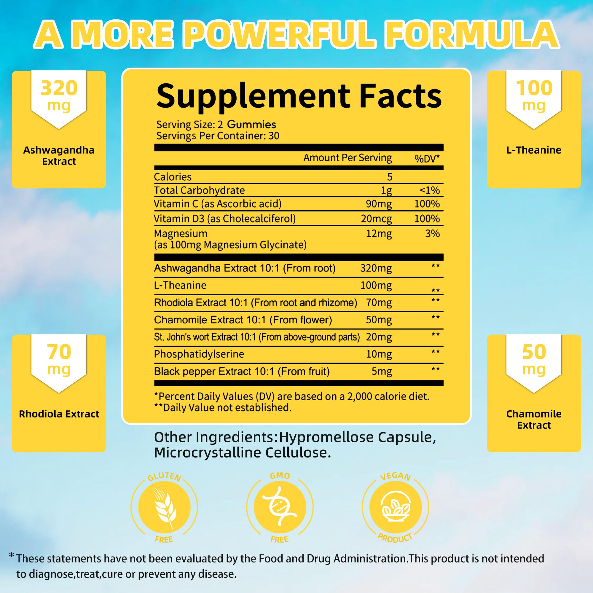 Blueberry-flavored vegan cortisol gummy close-up
